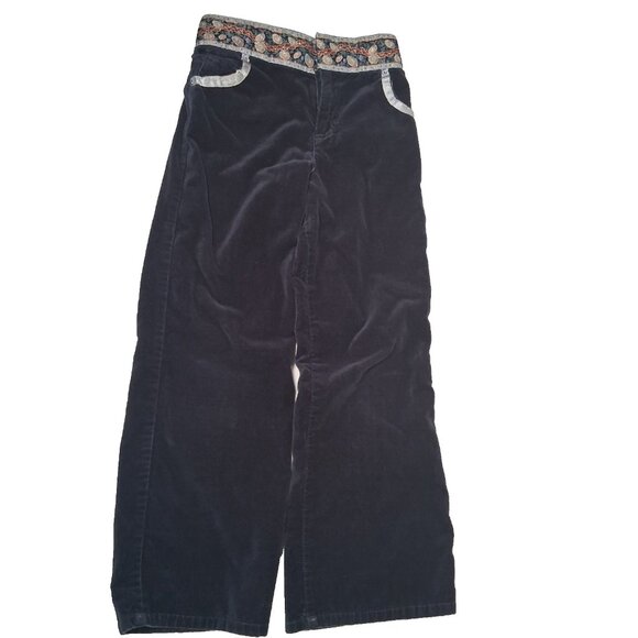Mary-Kate And Ashley Other - Vintage Y2K Mary Kate And Ashley Olson Velvet Pants Girls 6X Blue Floral Trim